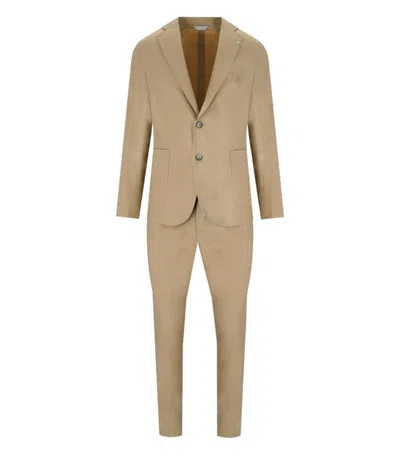 Shop Manuel Ritz Beige Single-breasted Suit In Brown