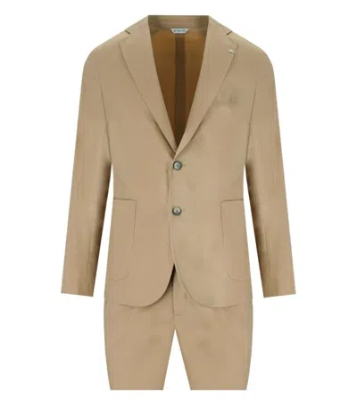 Shop Manuel Ritz Beige Single-breasted Suit In Brown