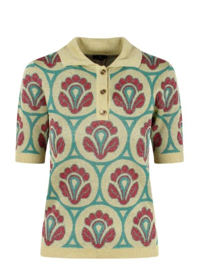 Shop Etro Knit Jacquard Polo Shirt In Multicolor