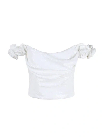 Shop Costarellos Birdie Sequin Top In White