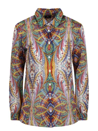 Shop Etro Printed Cotton Shirt In Multicolor