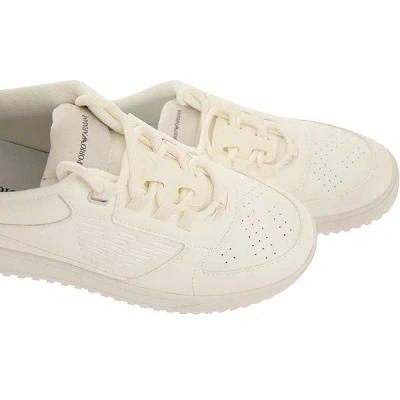 Shop Emporio Armani Iconic Eagle White Sneakers