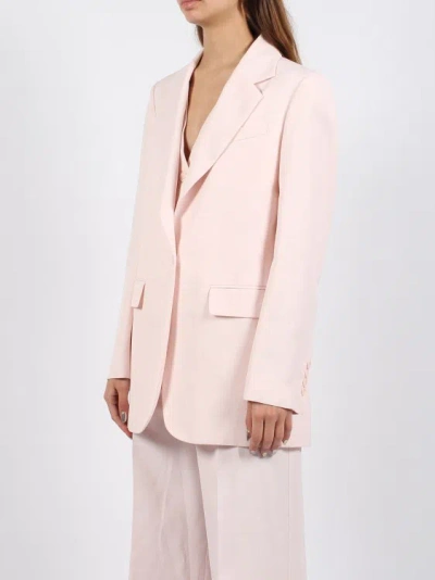 Shop P.a.r.o.s.h Raisa Linen Blend Single-breasted Blazer In Pink