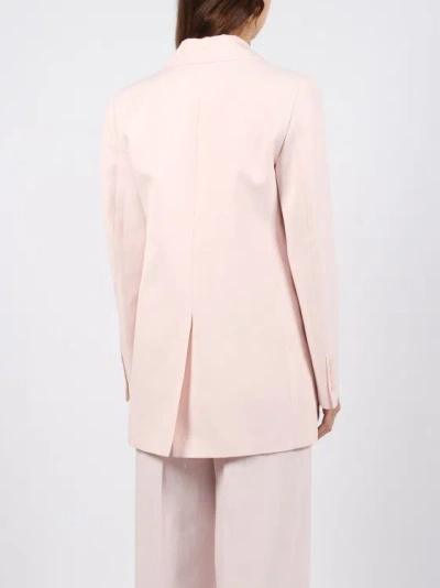 Shop P.a.r.o.s.h Raisa Linen Blend Single-breasted Blazer In Pink