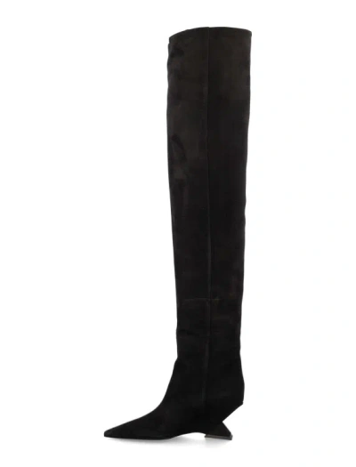 Shop Attico Cheope Over-knee Boot In Black