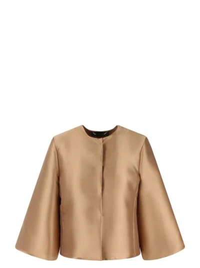 Shop Alberta Ferretti Short Mikado Jacket In Brown
