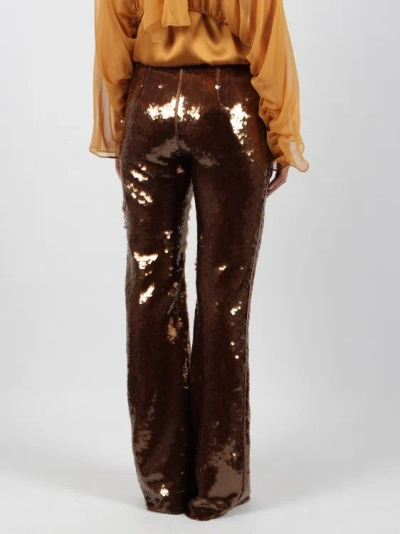 Shop Alberta Ferretti Sequins Flared Trousers In Brown