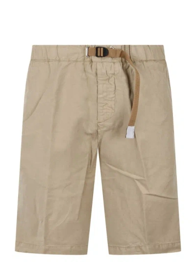 Shop White Sand Linen Cotton Blend Shorts In Brown