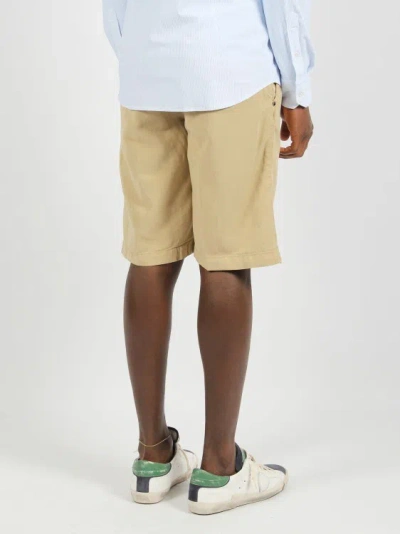 Shop White Sand Linen Cotton Blend Shorts In Brown