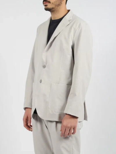 Shop Herno Wavy Touch Laminar Blazer In Grey