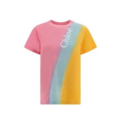 Shop Chloé Cotton Logo T-shirt In Multicolor