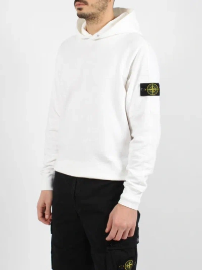 Shop Stone Island Snap Collar Hoodie In White