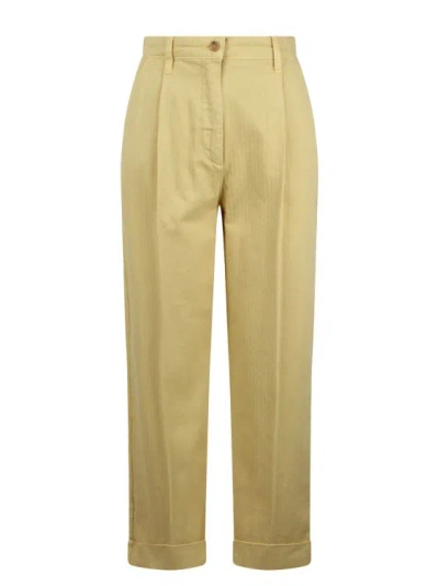 Shop Etro Cropped Chino Trousers In Yellow