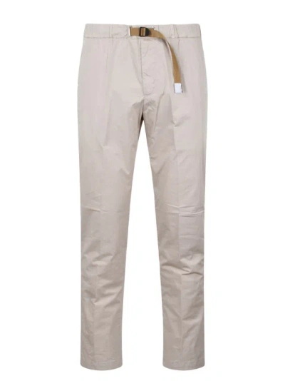 Shop White Sand Stretch Cotton Trousers In White