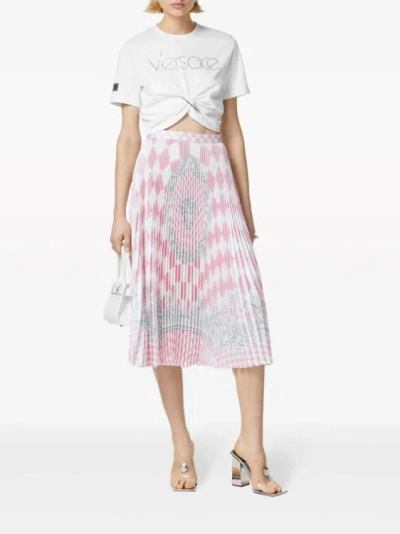Shop Versace Multicolor Medusa-print Pleated Midi Skirt