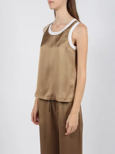 Shop Herno Casual Satin Top In Brown