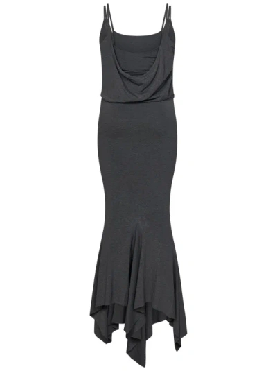 Shop Attico Dark Grey Melange Jersey Midi Dress