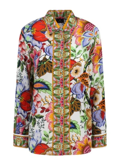 Shop Etro Bouquet Print Crepe De Chine Shirt In Multicolor