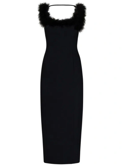 Shop Attico Black Stretch Crepe Midi Dress