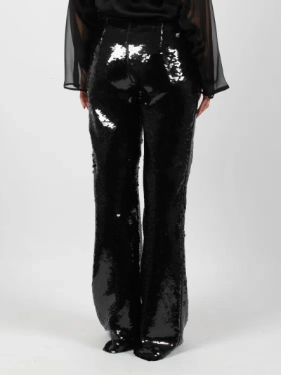 Shop Alberta Ferretti Sequins Flared Trousers In Black