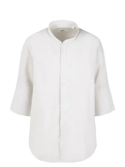 Shop Ami Alexandre Mattiussi Mao Collar Oversize Shirt In White