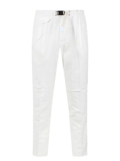 Shop White Sand Linen Cotton Blend Trousers In White
