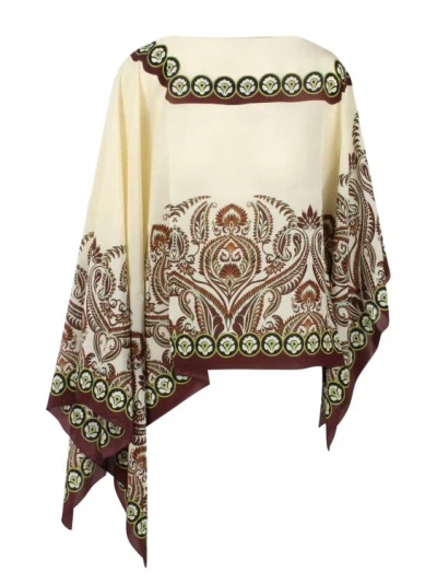 Shop Etro Printed Silk Poncho In Multicolor