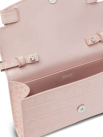 Shop Versace Medusa Bag '95 Croc-effect Pink