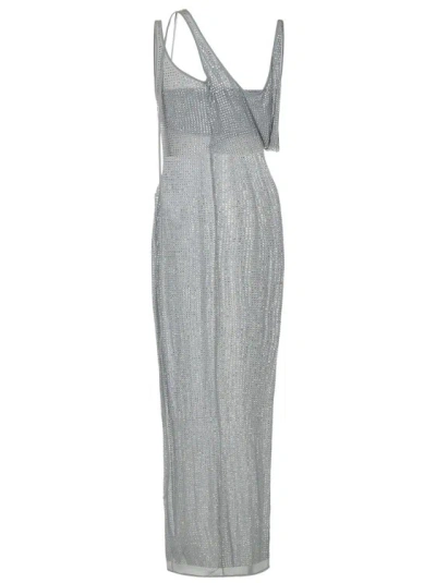 Shop Attico Pearl Gray Jersey Midi Dress In Grey