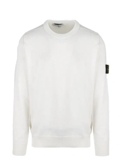 Shop Stone Island Badge Logo Sweater In White