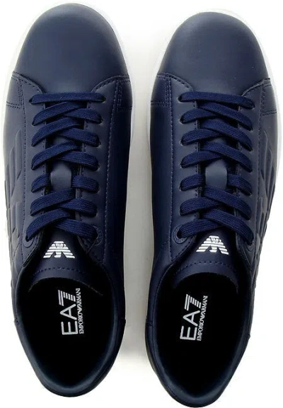Shop Emporio Armani Blue Round Toe Sneakers
