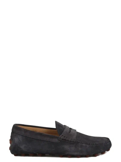 Shop Tod's Suede Gommino Bubble Loafers In Blue