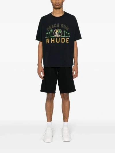 Shop Rhude Palmera Cotton T-shirt In Black