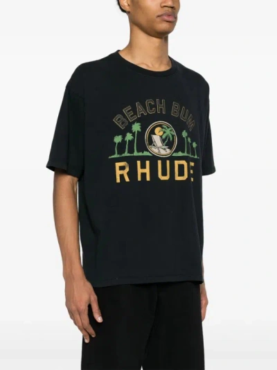 Shop Rhude Palmera Cotton T-shirt In Black