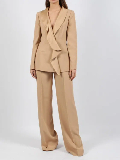 Alberta Ferretti Enver Satin Palazzo Pants In Brown
