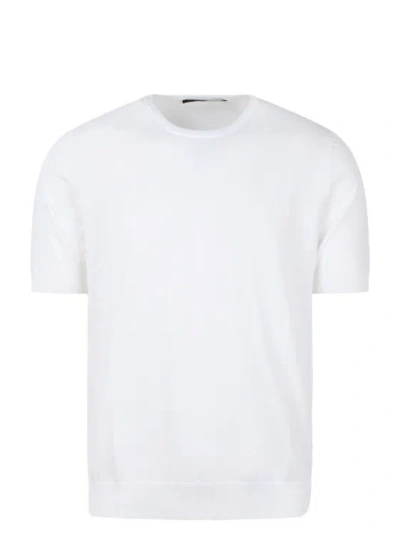 Shop Tagliatore Cotton Knit T-shirt In White