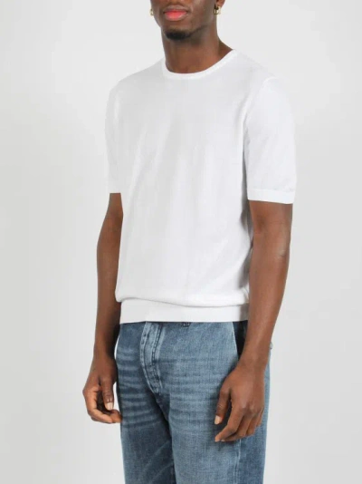 Shop Tagliatore Cotton Knit T-shirt In White