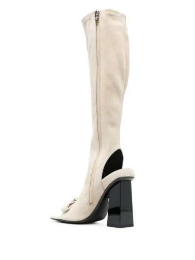 Shop Versace Beige Gianni Boots In Neutrals