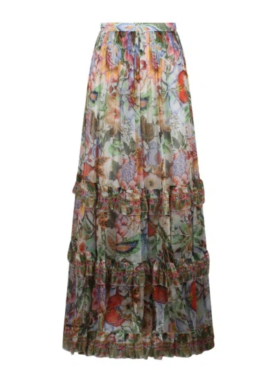 Shop Etro Silk Maxi Skirt In Multicolor