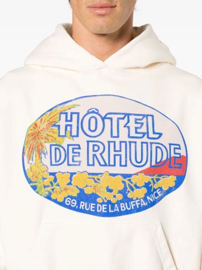 Shop Rhude Hotel Cotton Hoodie In Neutrals