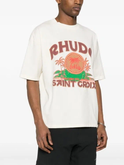 Shop Rhude Saint Croix Cotton T-shirt In White