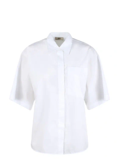 Shop Herno Cotton Short-sleeved Shirt In White