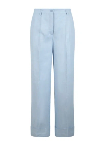 Shop P.a.r.o.s.h Raisa Linen Blend Pant In Blue