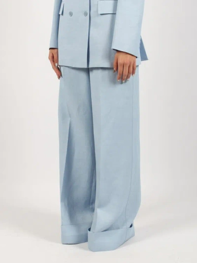 Shop P.a.r.o.s.h Raisa Linen Blend Pant In Blue