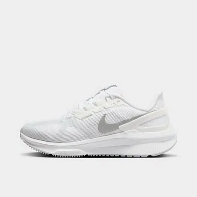 Shop Nike Women's Air Zoom Structure 25 Running Shoes In White/metallic Silver/pure Platinum