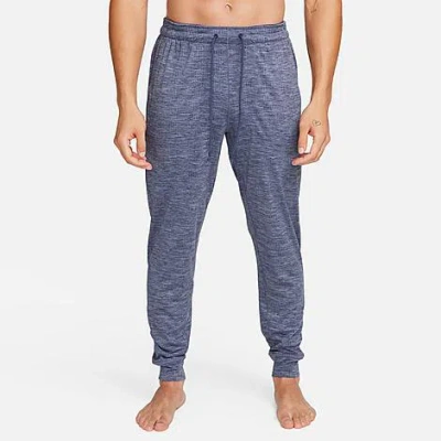 Shop Nike Men's Yoga Dri-fit Statement Jersey Jogger Pants In Thunder Blue/heather/thunder Blue