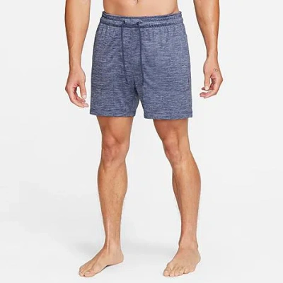 Shop Nike Men's Yoga Dri-fit Statement 5" Unlined Jersey Shorts In Thunder Blue/heather/thunder Blue