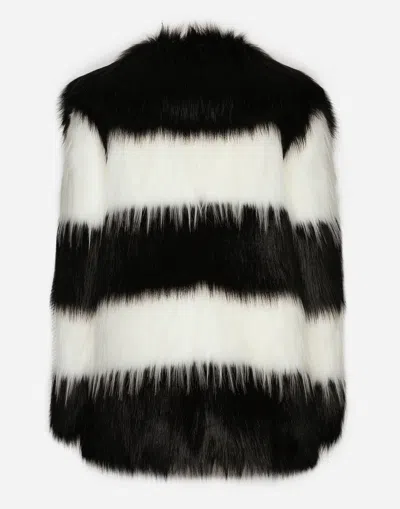 Dolce & Gabbana Striped Faux-fur Coat In マルチカラー