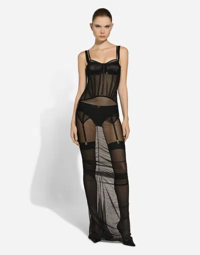 Dolce & Gabbana Semi-transparentes Bustierkleid In ブラック