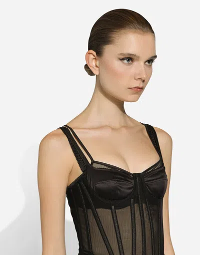 Dolce & Gabbana Semi-transparentes Bustierkleid In ブラック